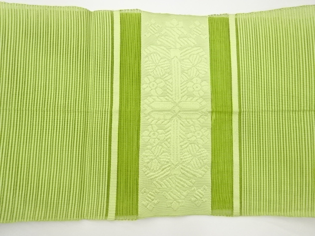  絽綴れ花葉模様織出し名古屋帯